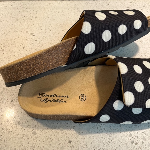 Slide Sandals Gudrun Sjoden Boho Polka Dot Size 38 Like New - Picture 6 of 11